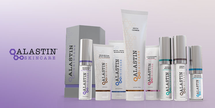 Bottles of Alastin Skincare® skin care product.