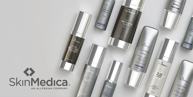 Bottles of SkinMedica® skin care product.